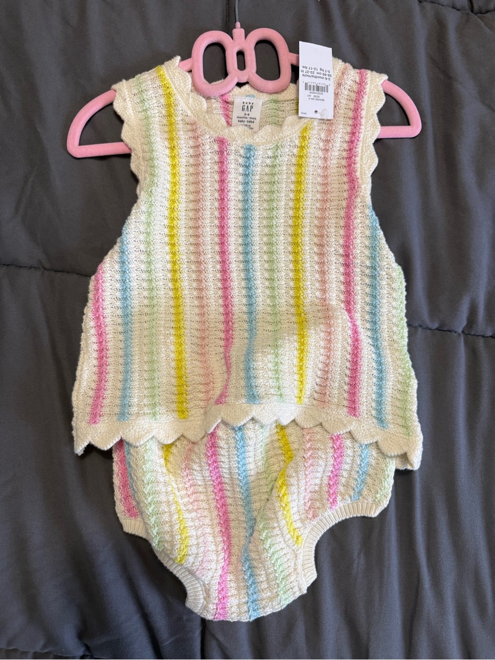 GAP Knit Striped Two-Piece Set - Cream with Pink, Yellow & Blue